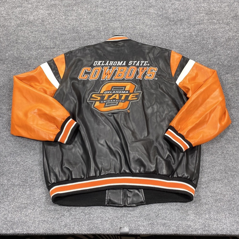 Vintage Oklahoma State Cowboys Jacket Mens XL Black Orange NCAA Football G-III